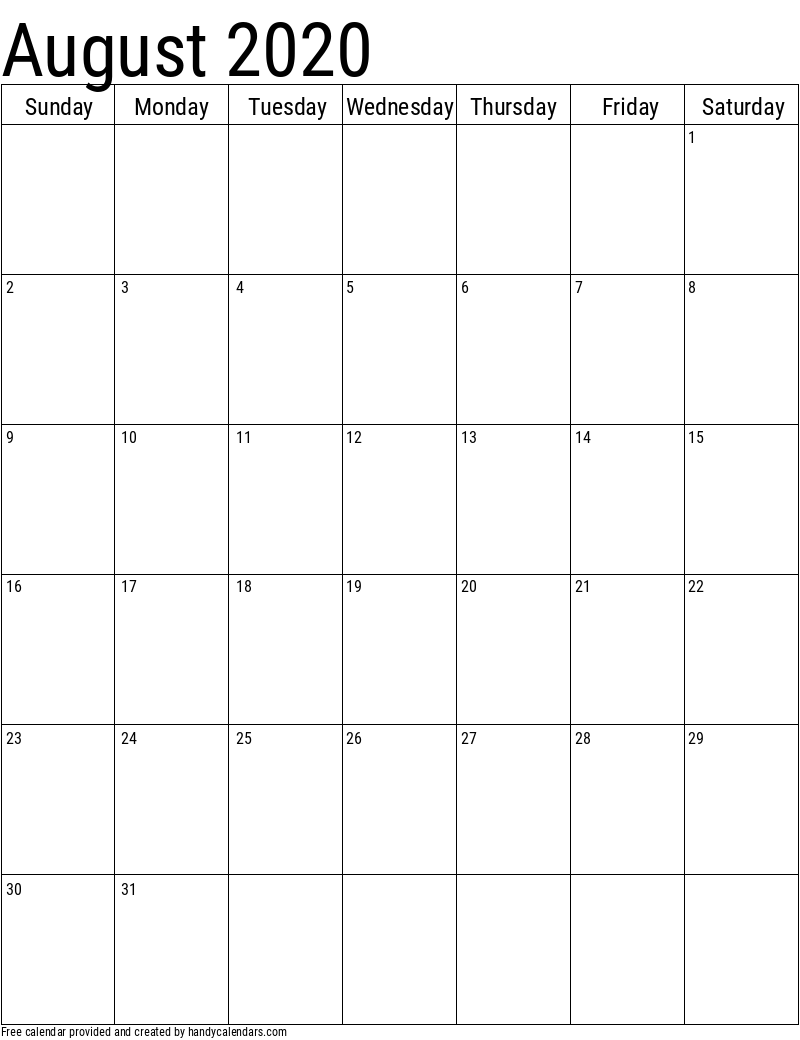 2020 august calendars handy calendars