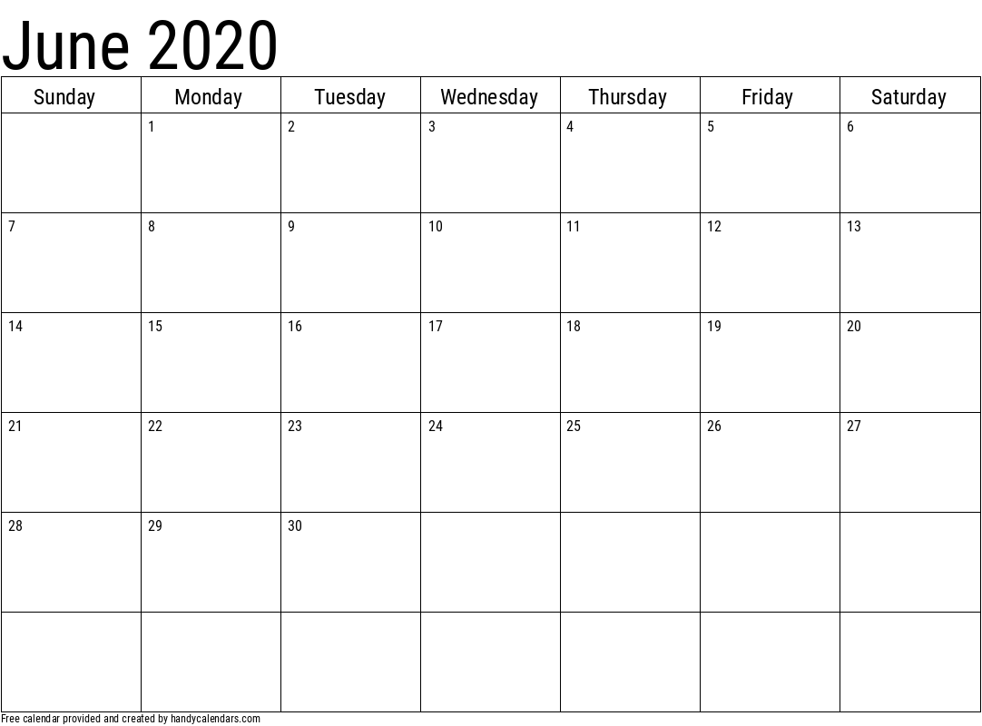 2020 June Calendar Template