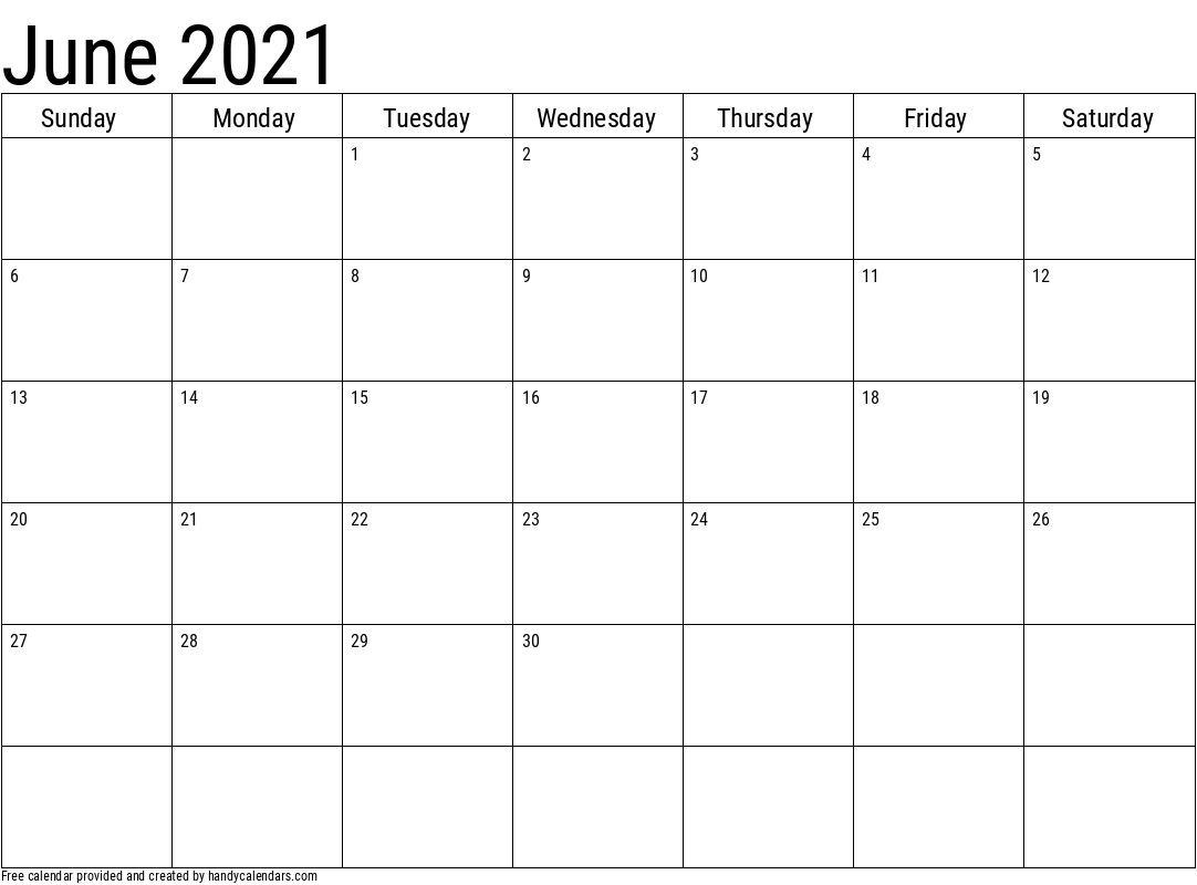 2021 June Calendar Template
