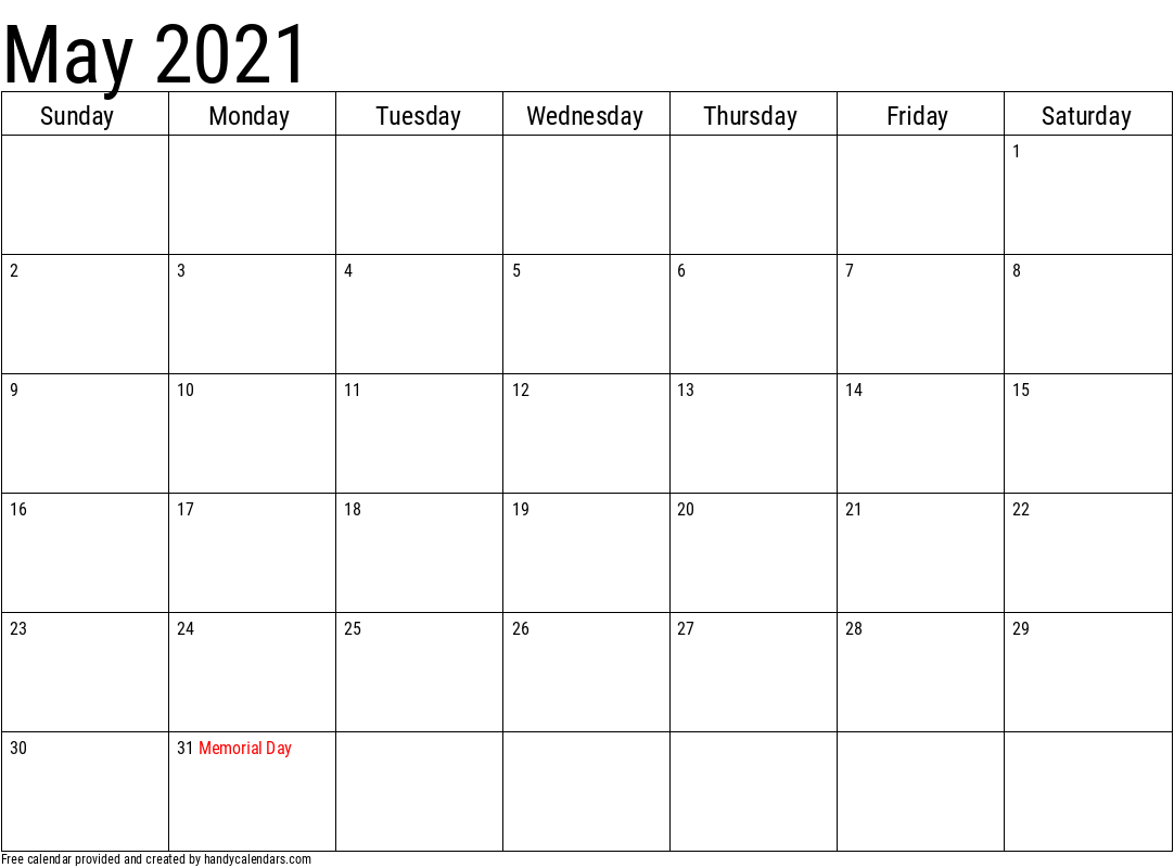 holidays in may 2021 calendar 2021 May Calendars Handy Calendars holidays in may 2021 calendar