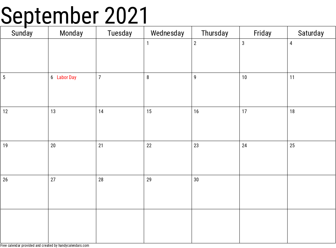 2021 September Calendars Handy Calendars