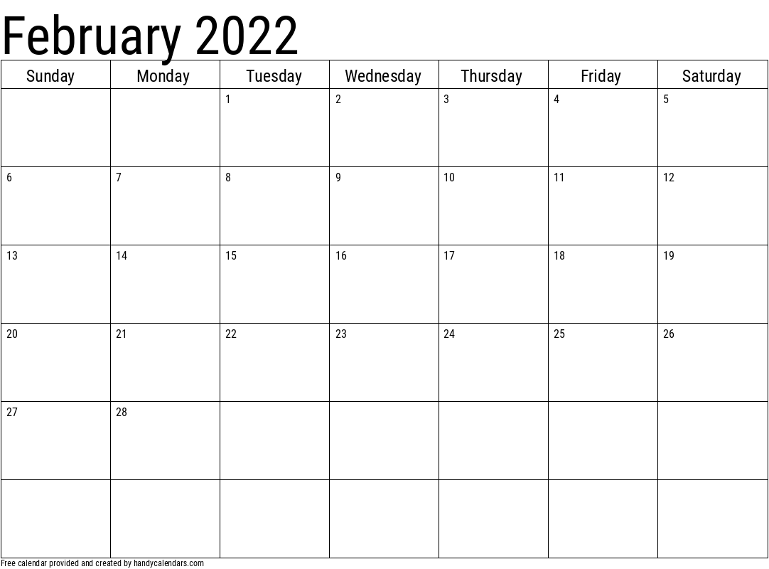 2022 February Calendar Template