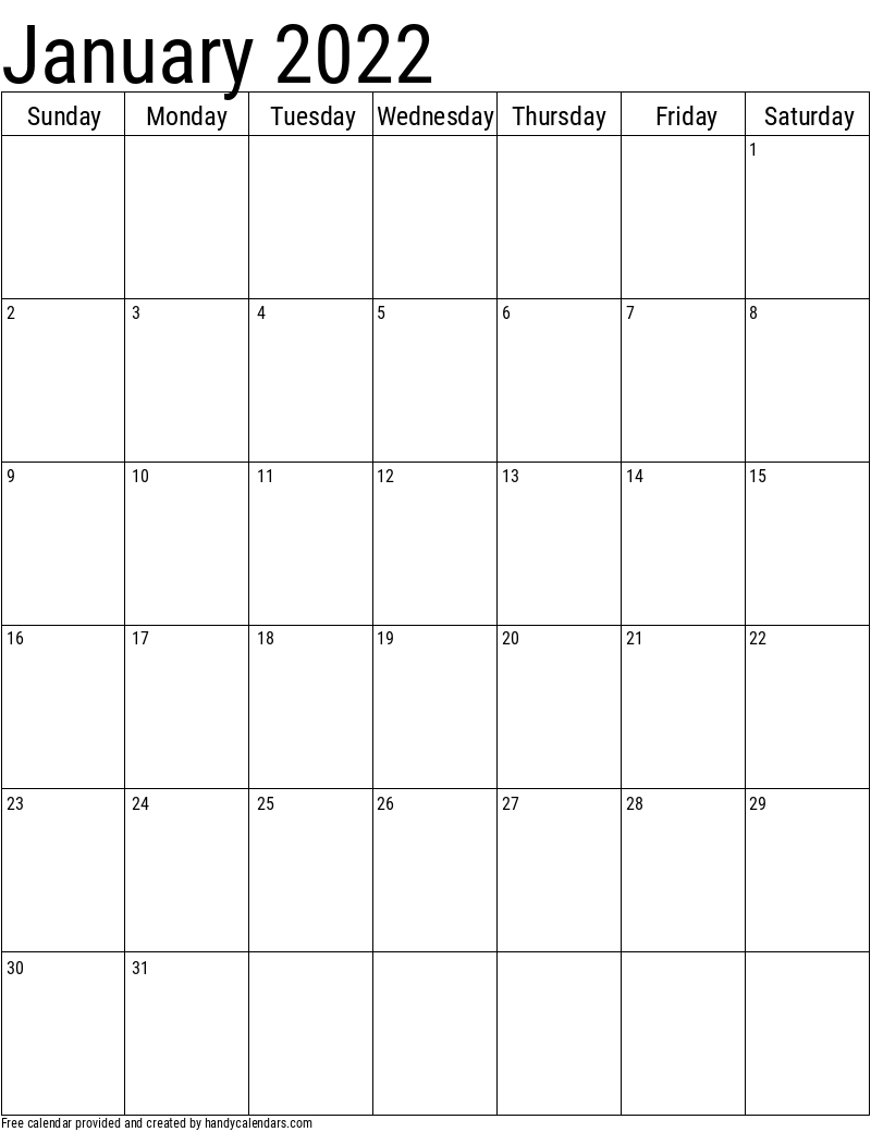 2022 Calendar Printable Vertical Summafinance