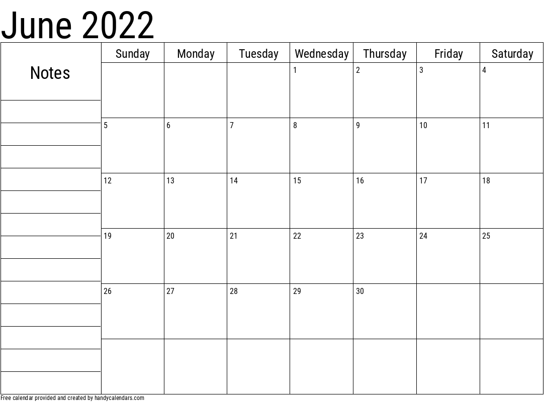 2022 June Calendars Handy Calendars