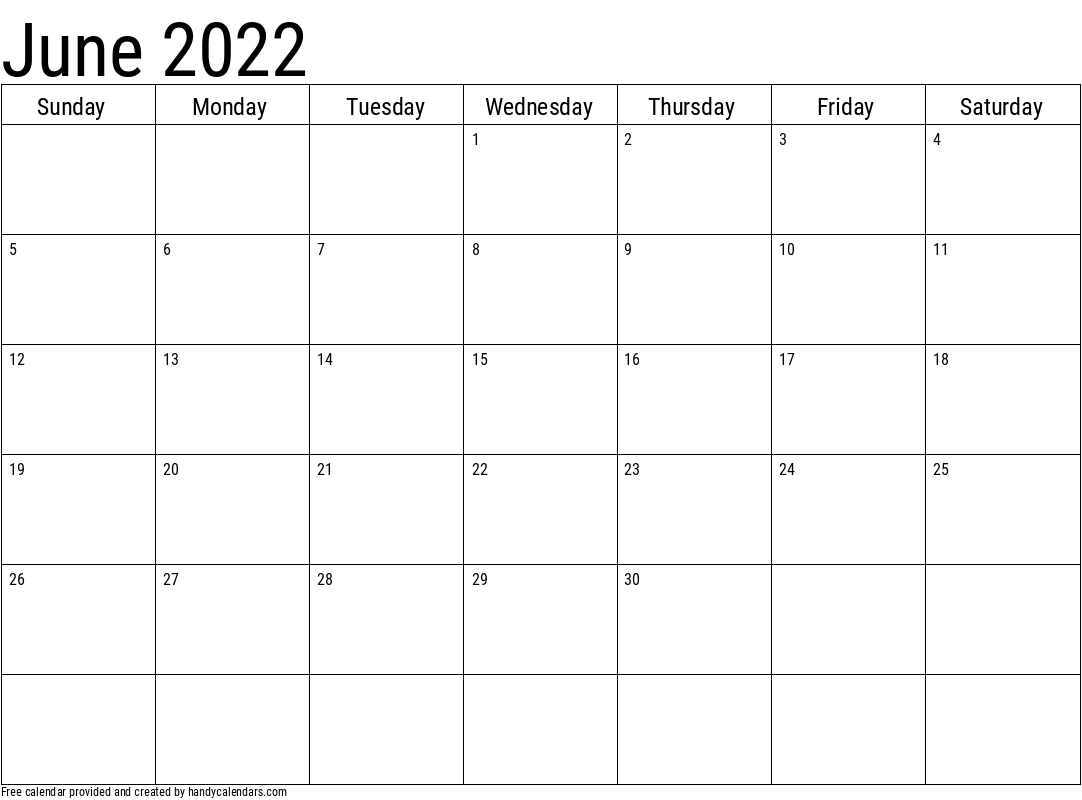 June 2022 Schedule June 2022 Calendar - Handy Calendars
