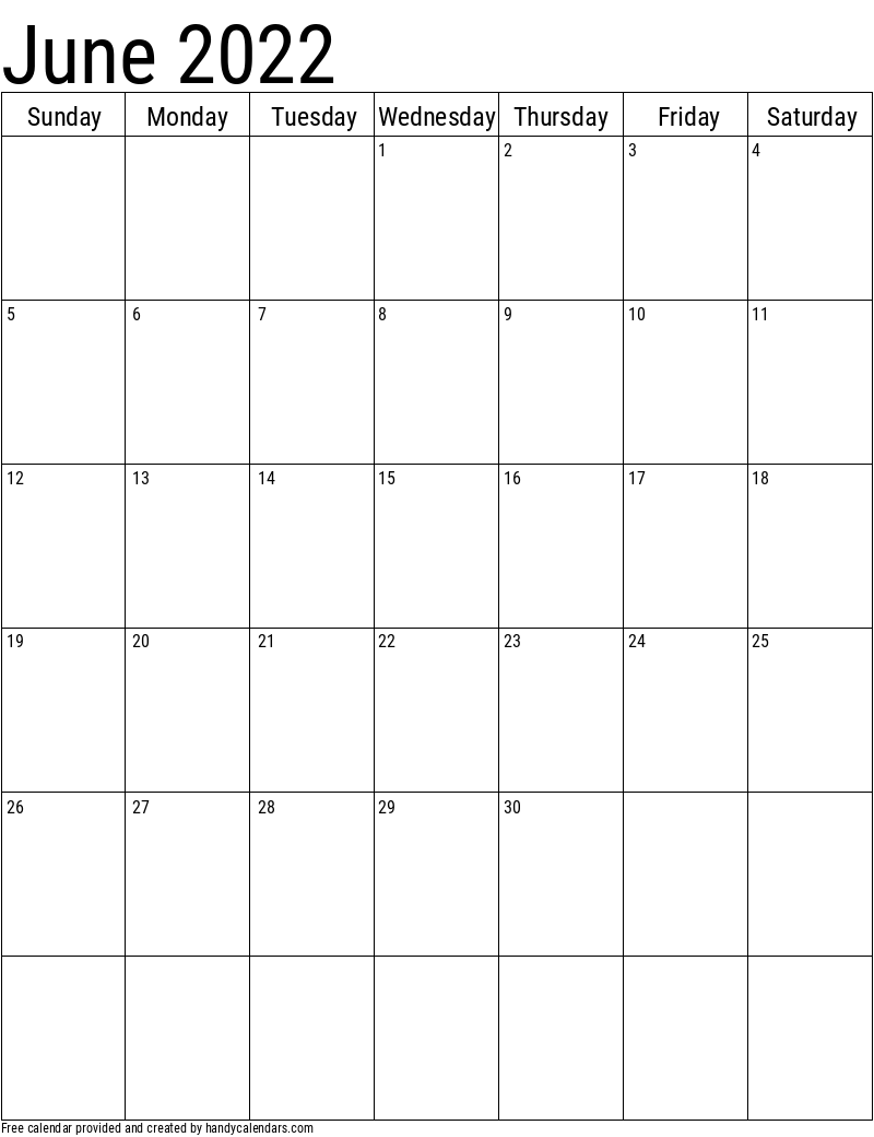 2022 June Calendars Handy Calendars