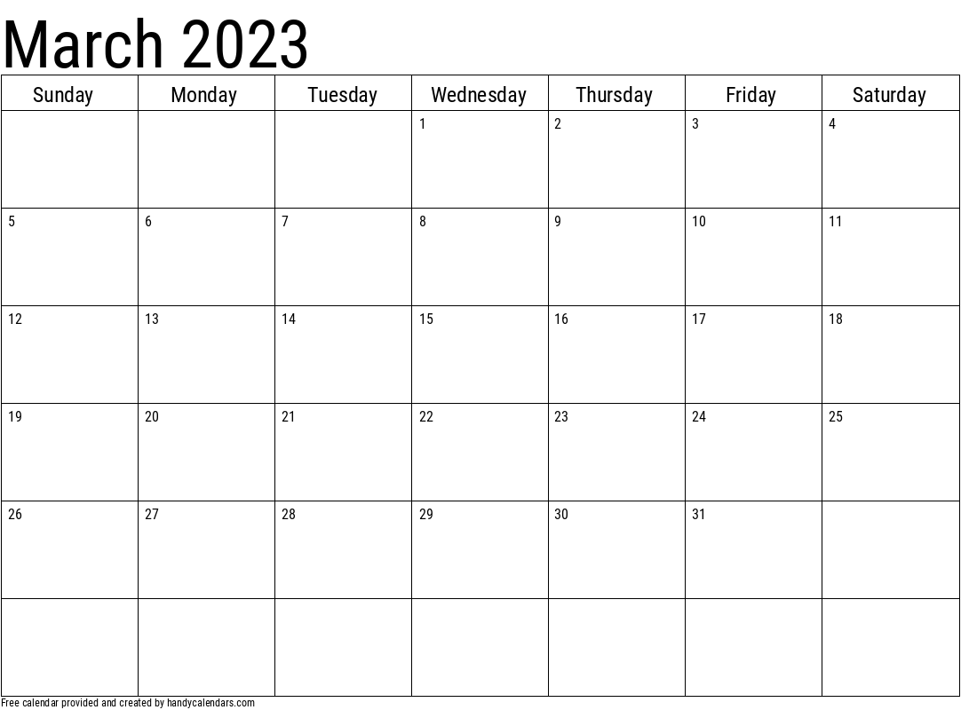 2023 March Calendar Template