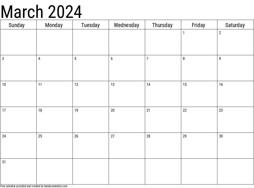 2024 March Calendars Handy Calendars