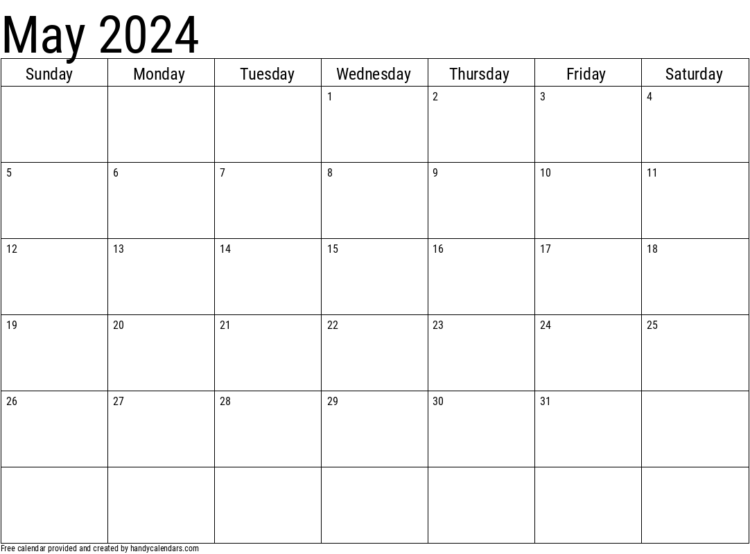 Handy Calendars 2024 May Calendar Printable Free One Dec 2024