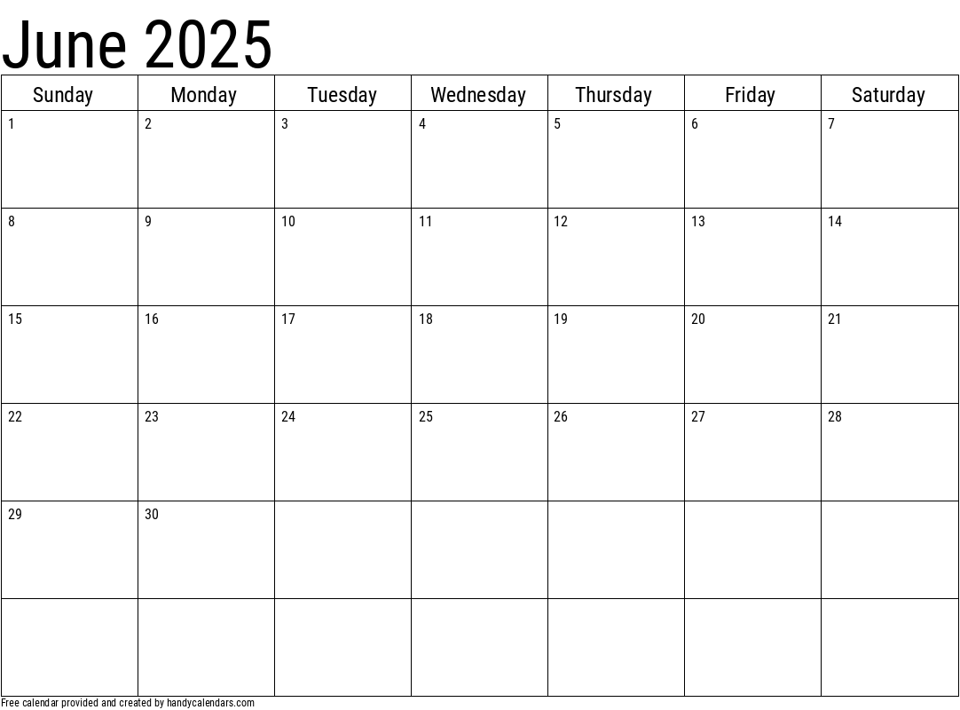 2025 June Calendar Template