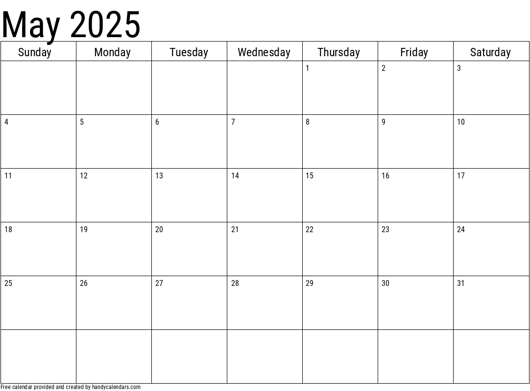 April May 2025 Calendar 