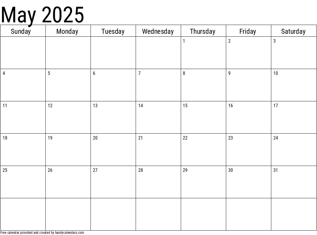 Free Printable Calendars 2025 May