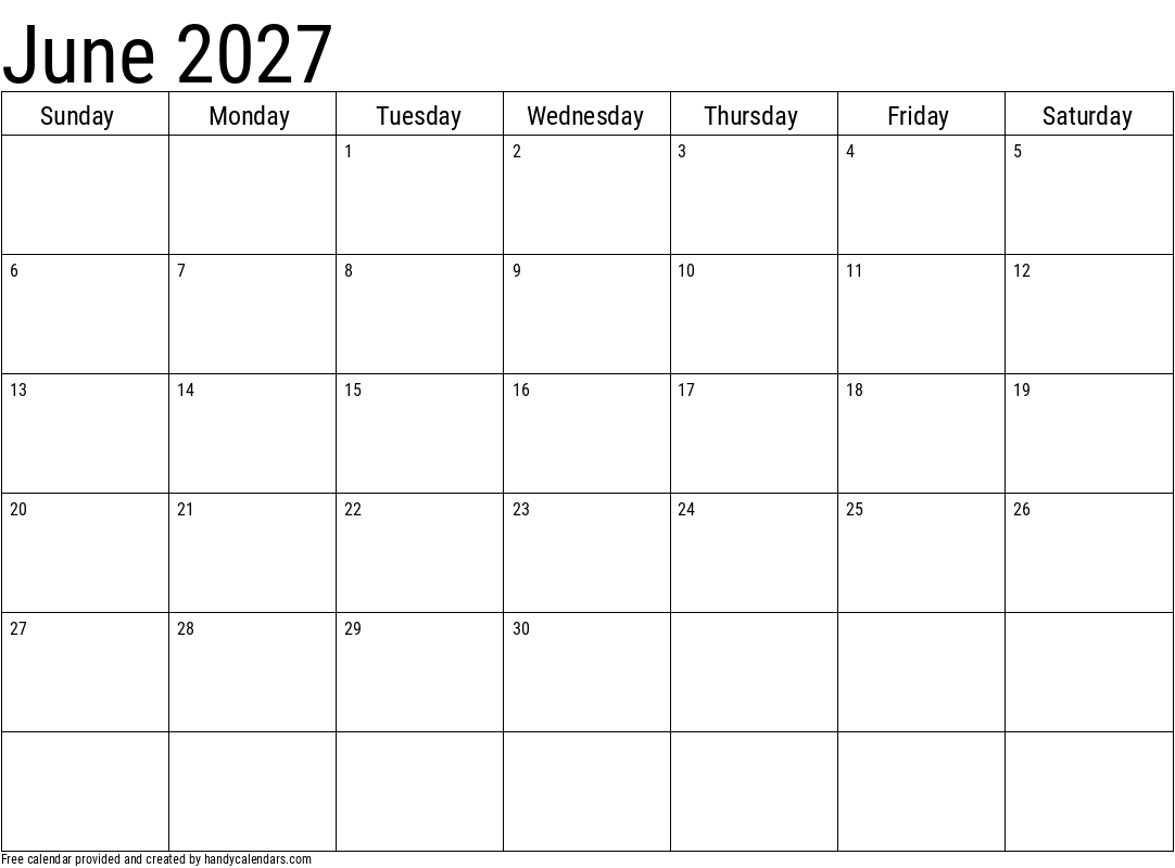2027 June Calendar Template