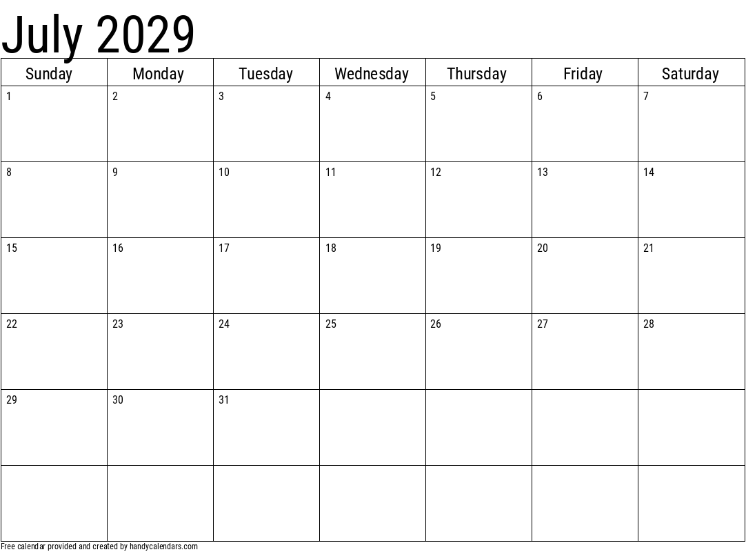 May 2029 Calendar Handy Calendars